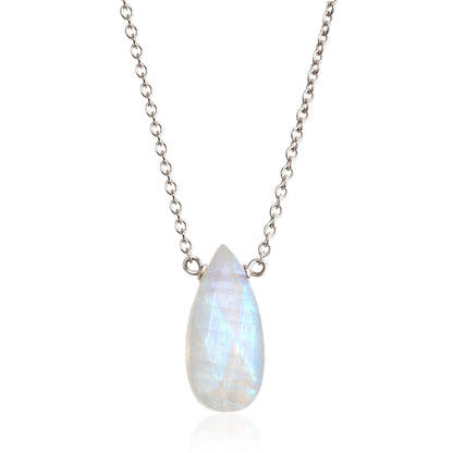 14k White Gold Moonstone Necklace