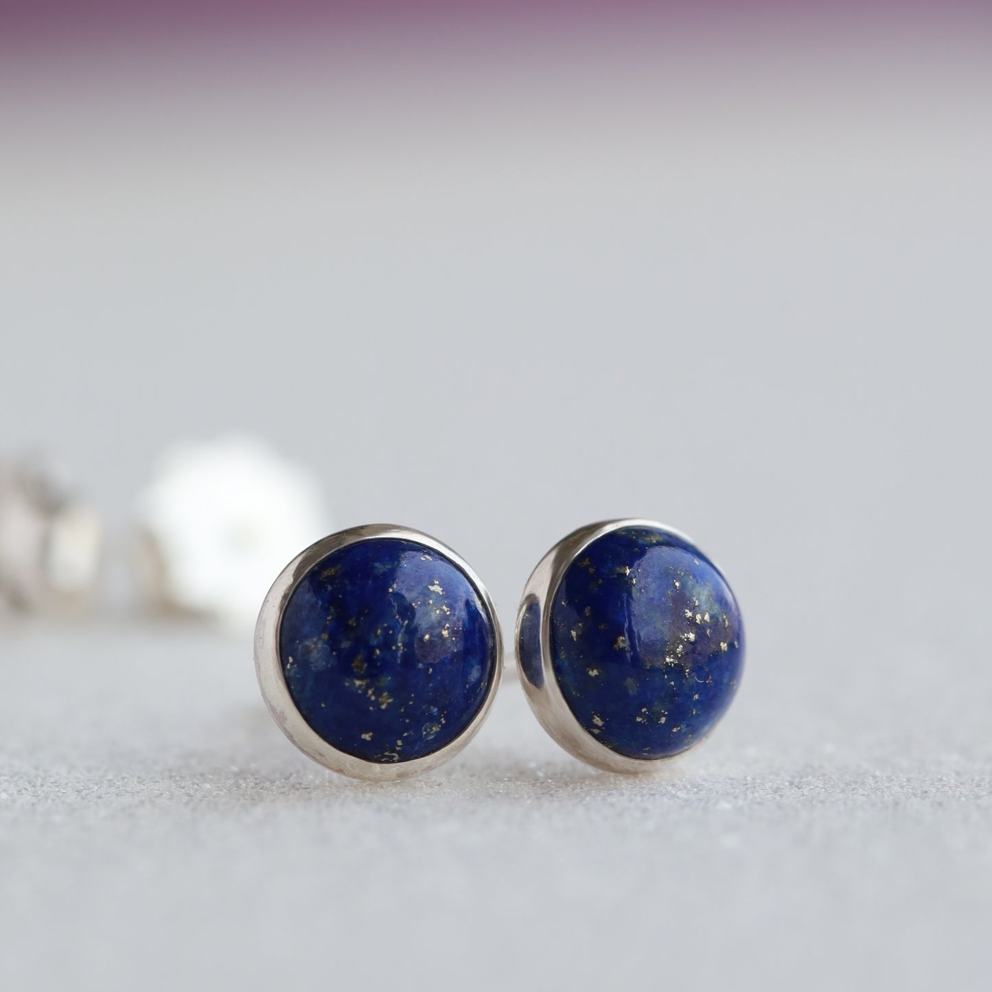 14k White Gold Lapis Lazuli Stud Earrings