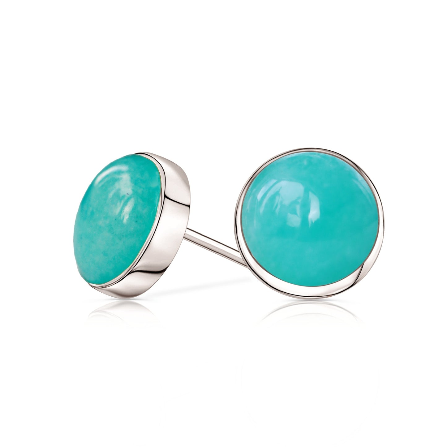 Amazonite Stud Earrings in 14k White Gold