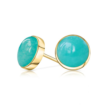 Amazonite Stud Earrings in 14k Gold