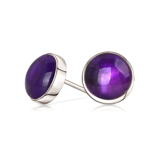 Sterling Silver Amethyst Stud Earrings