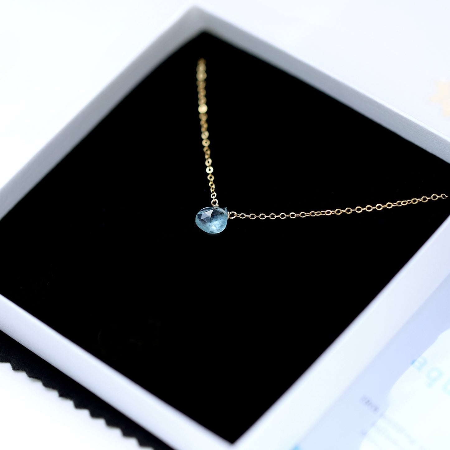 Aquamarine Necklace in 14k Gold