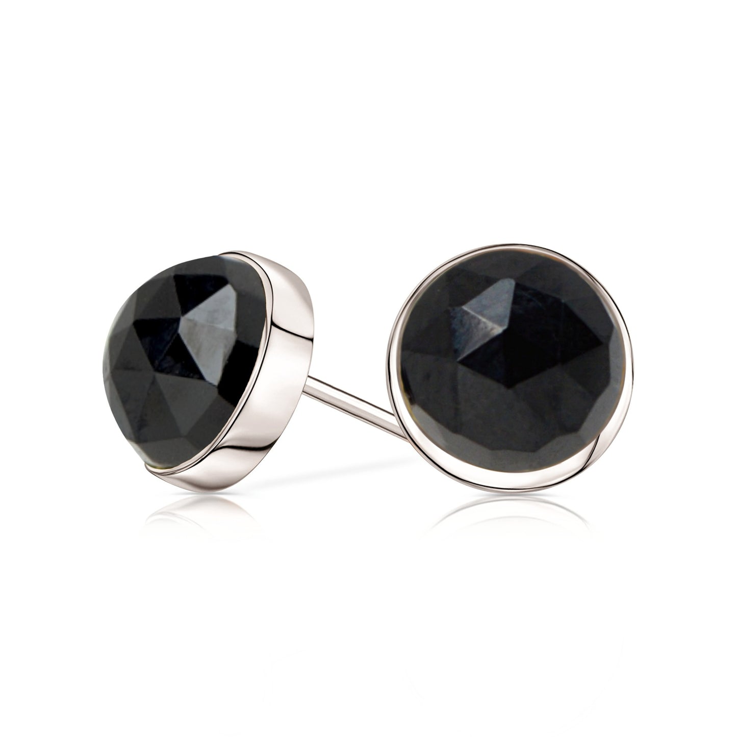 Black Tourmaline Stud Earrings, Rose Cut