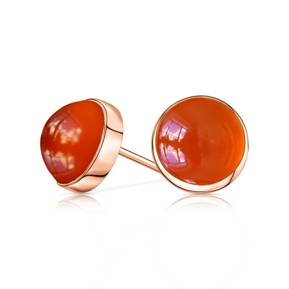 14k Rose Gold Carnelian Stud Earrings