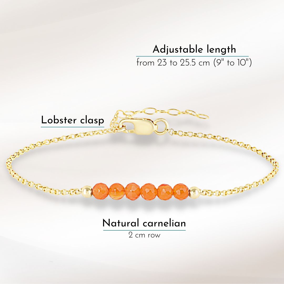 14k Gold Carnelian Anklet