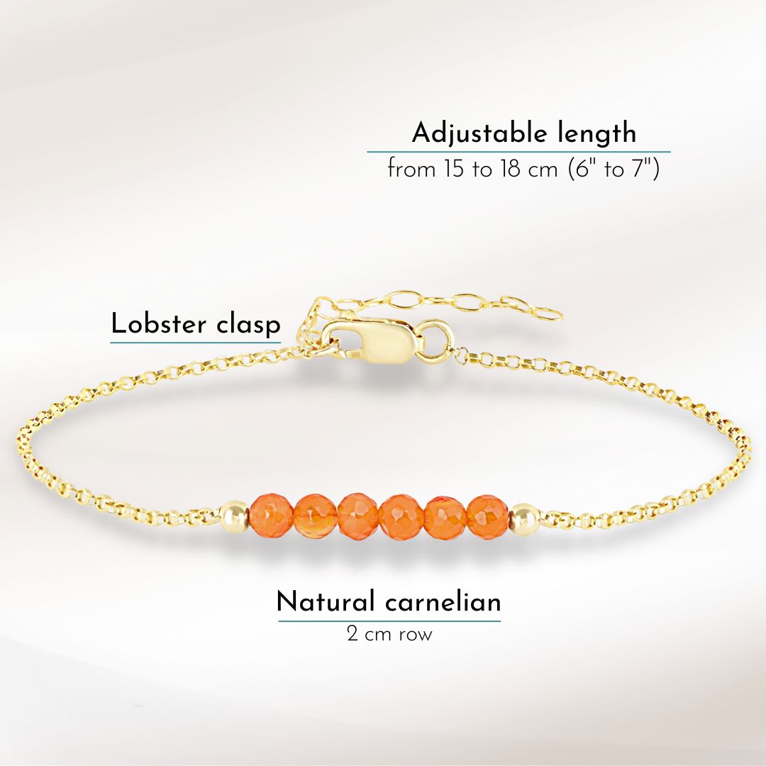 14k Gold Carnelian Bracelet