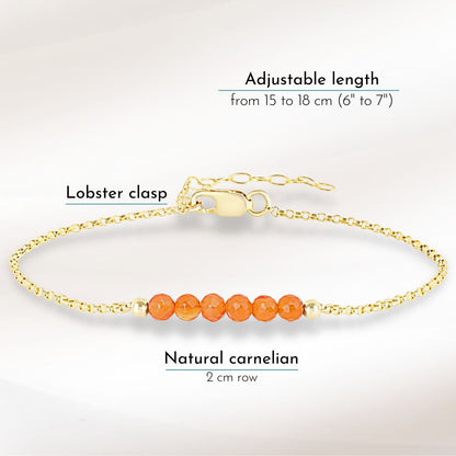 14k Gold Carnelian Bracelet