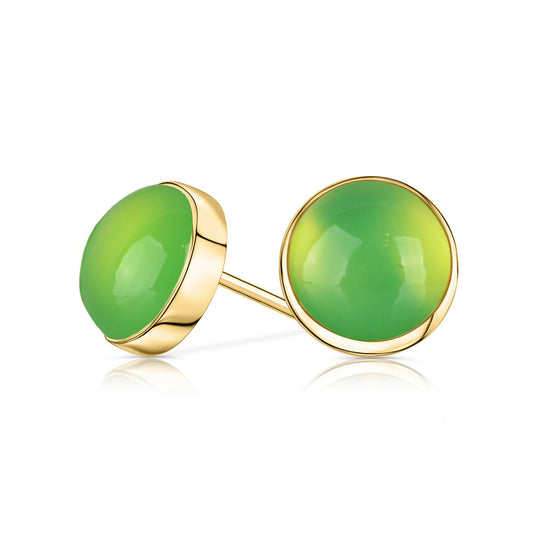 14k Gold Chrysoprase Stud Earrings 