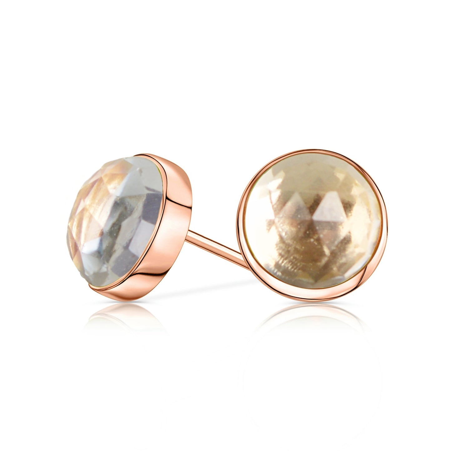 14k Rose Gold Clear Quartz Stud Earrings