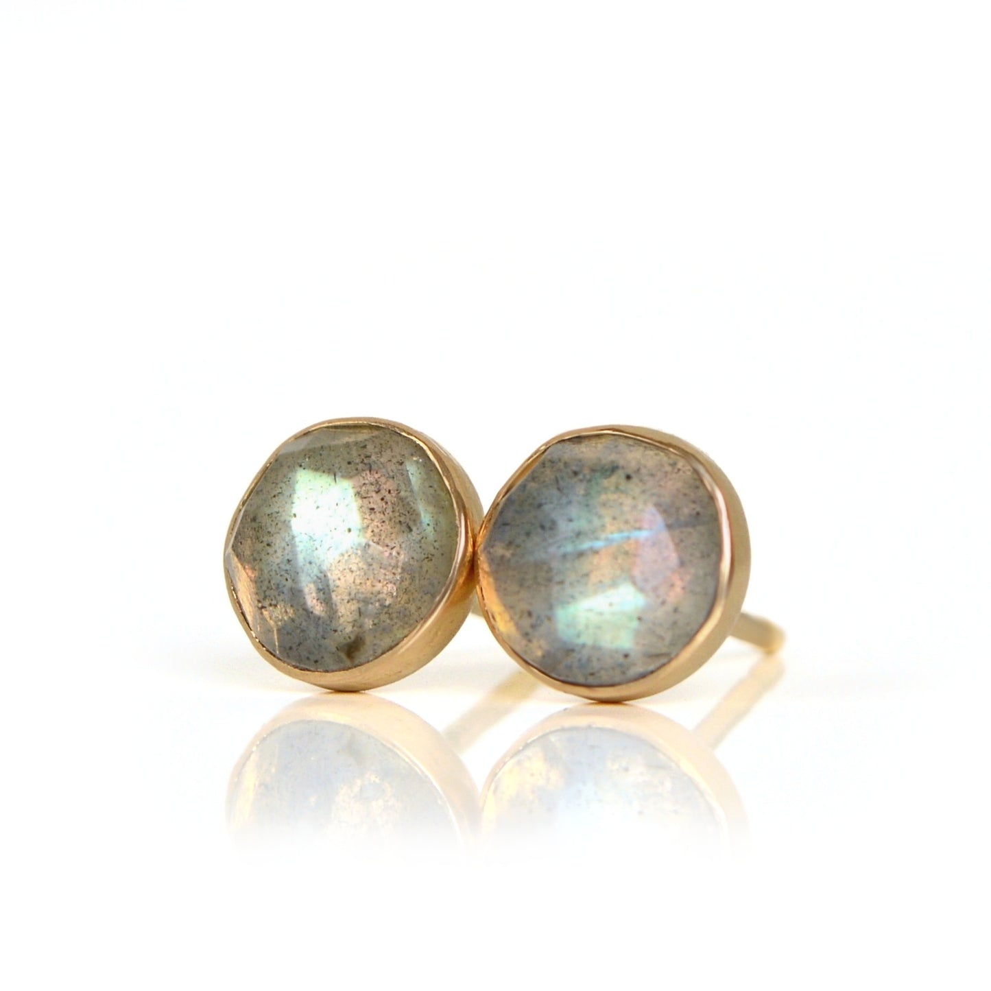 14k Gold Labradorite Stud Earrings