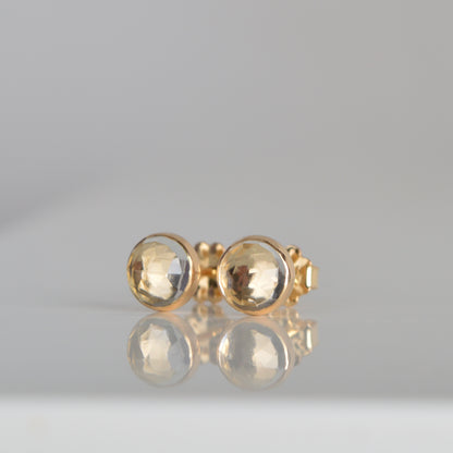 14k Gold Clear Quartz Stud Earrings