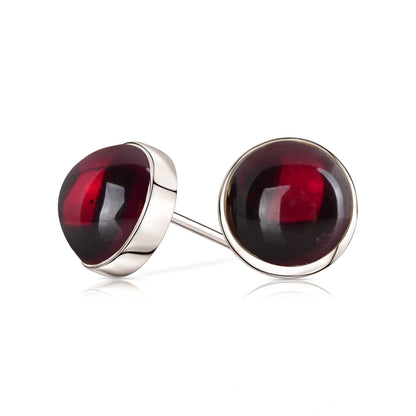 14k White Gold Garnet Earrings
