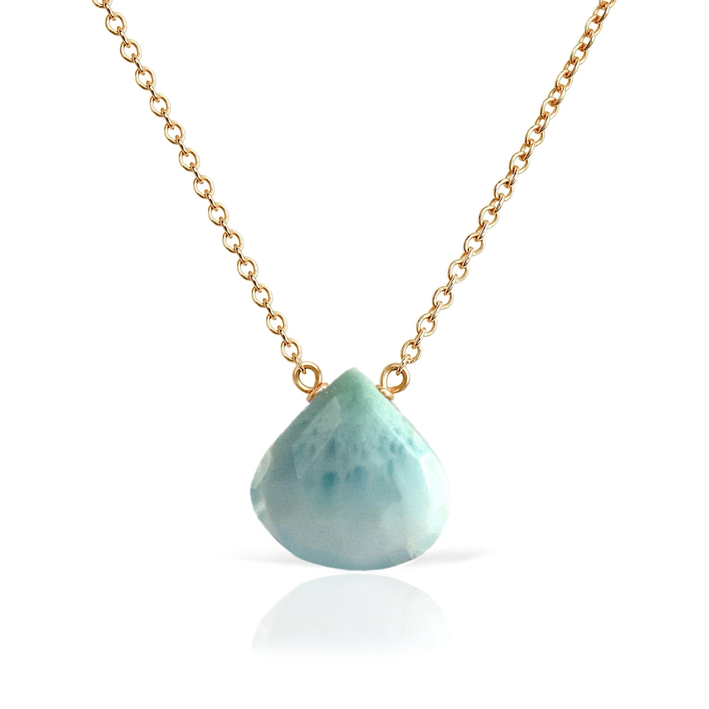 14k Gold Larimar Necklace