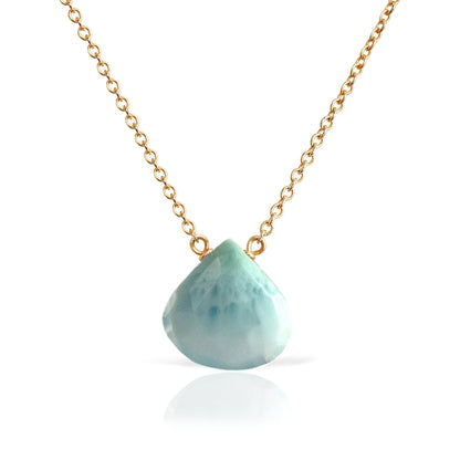 14k Gold Larimar Necklace