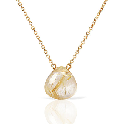 14k Gold Rutilated Quartz Necklace