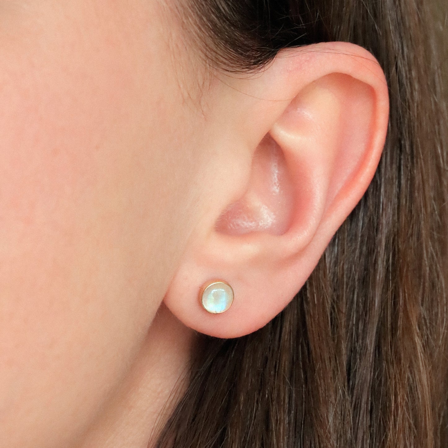 Rainbow Moonstone Stud Earrings