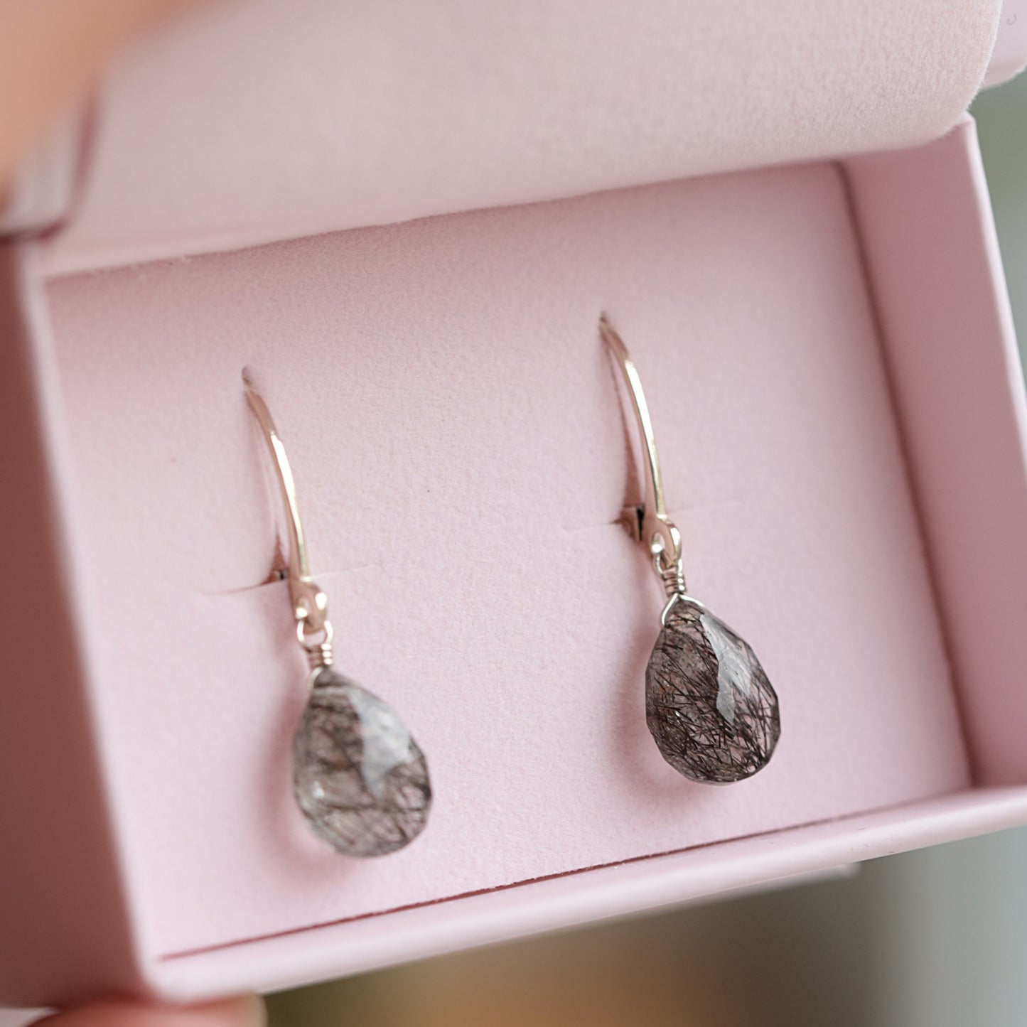 Black Rutilated Quartz Earrings