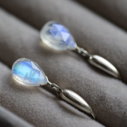 Rainbow Moonstone Huggie Earrings