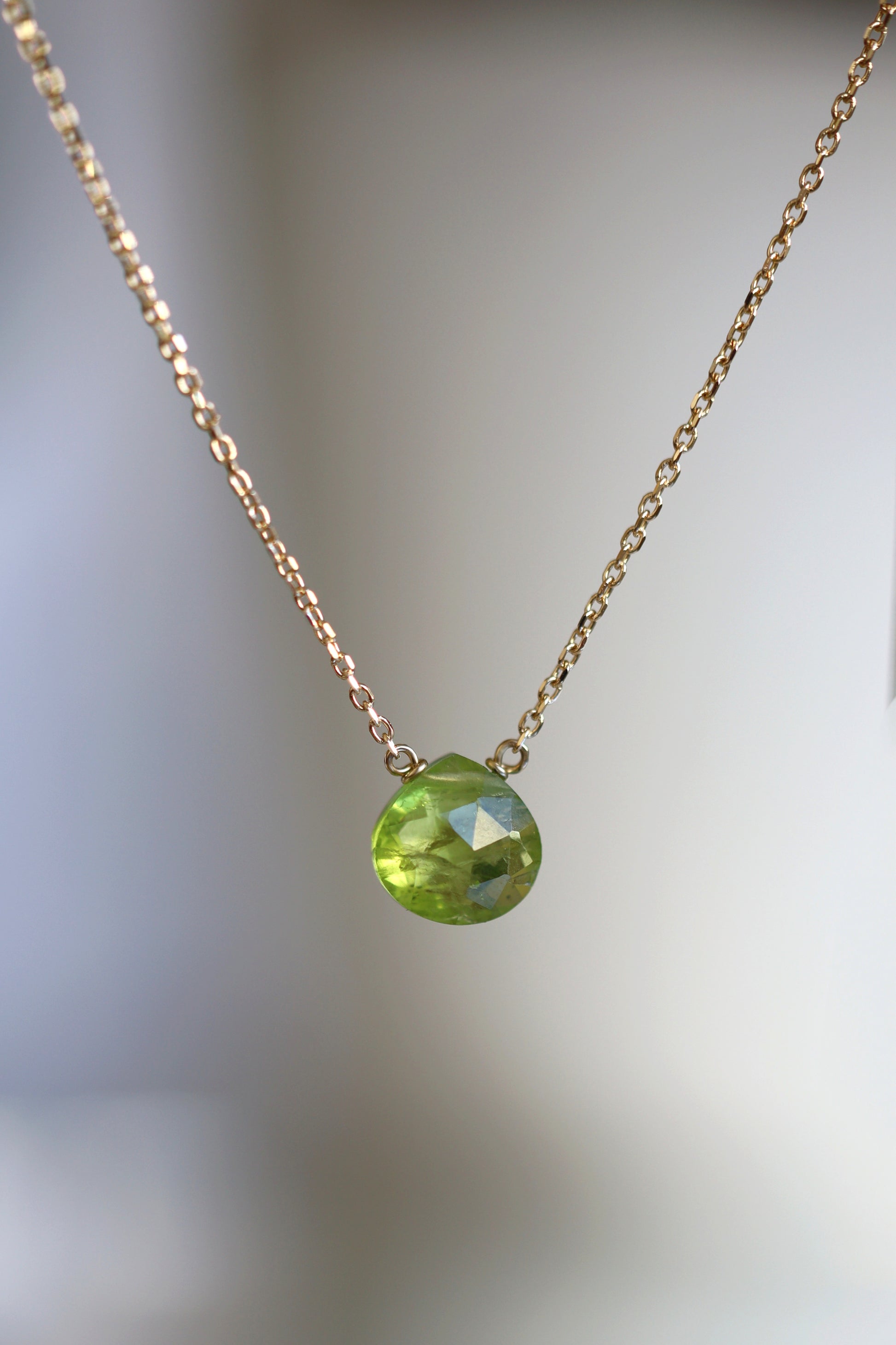 14k Gold Peridot Necklace