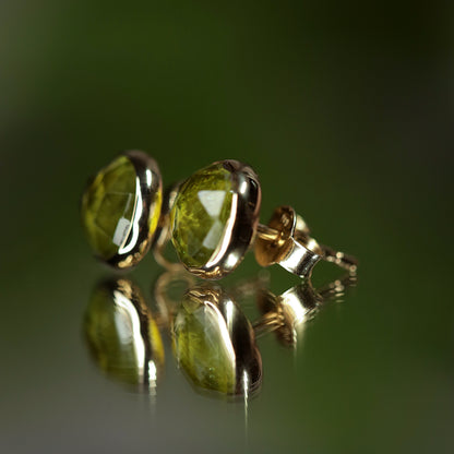 Peridot Stud Earrings, Rose Cut