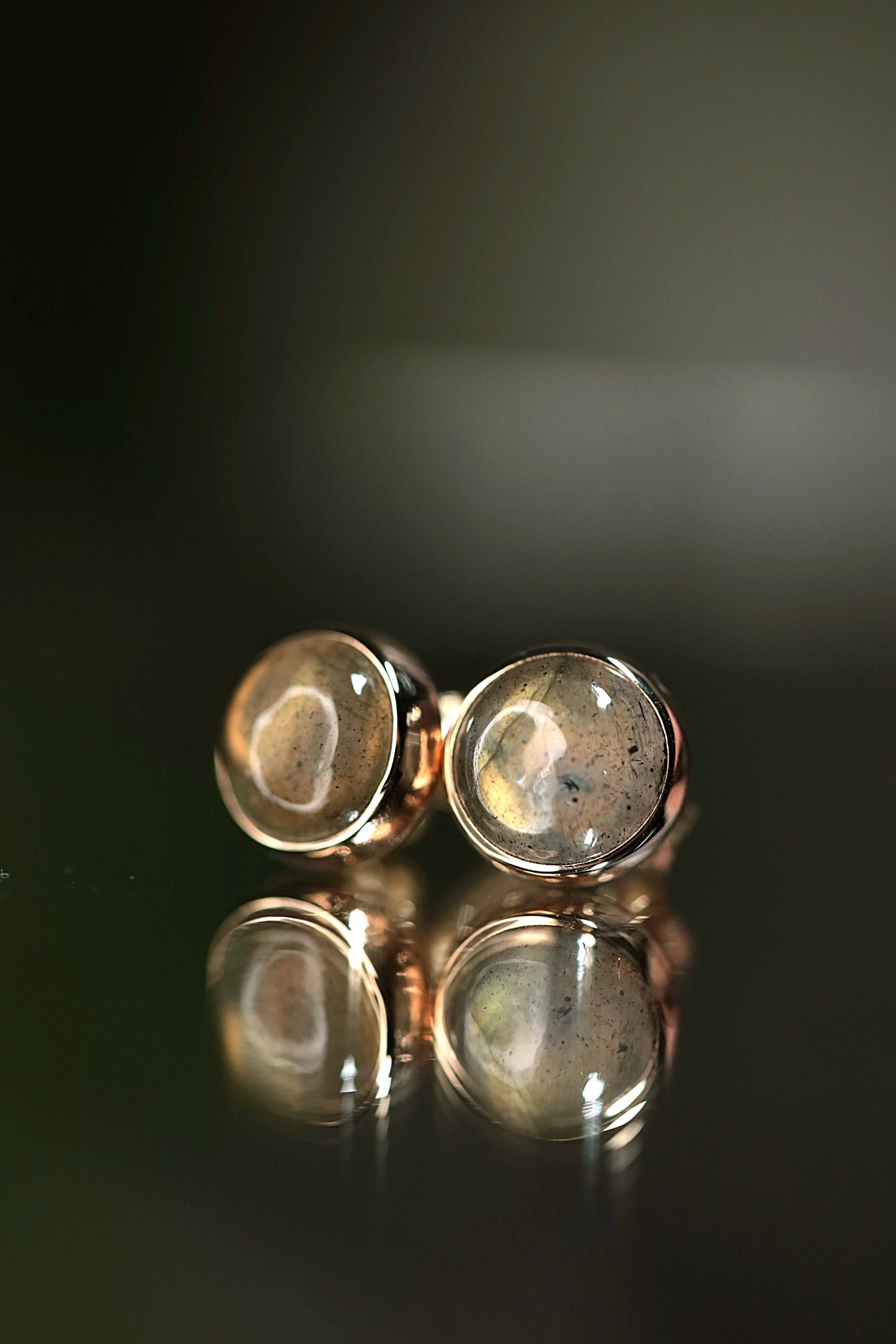 14k Gold Labradorite Stud Earrings