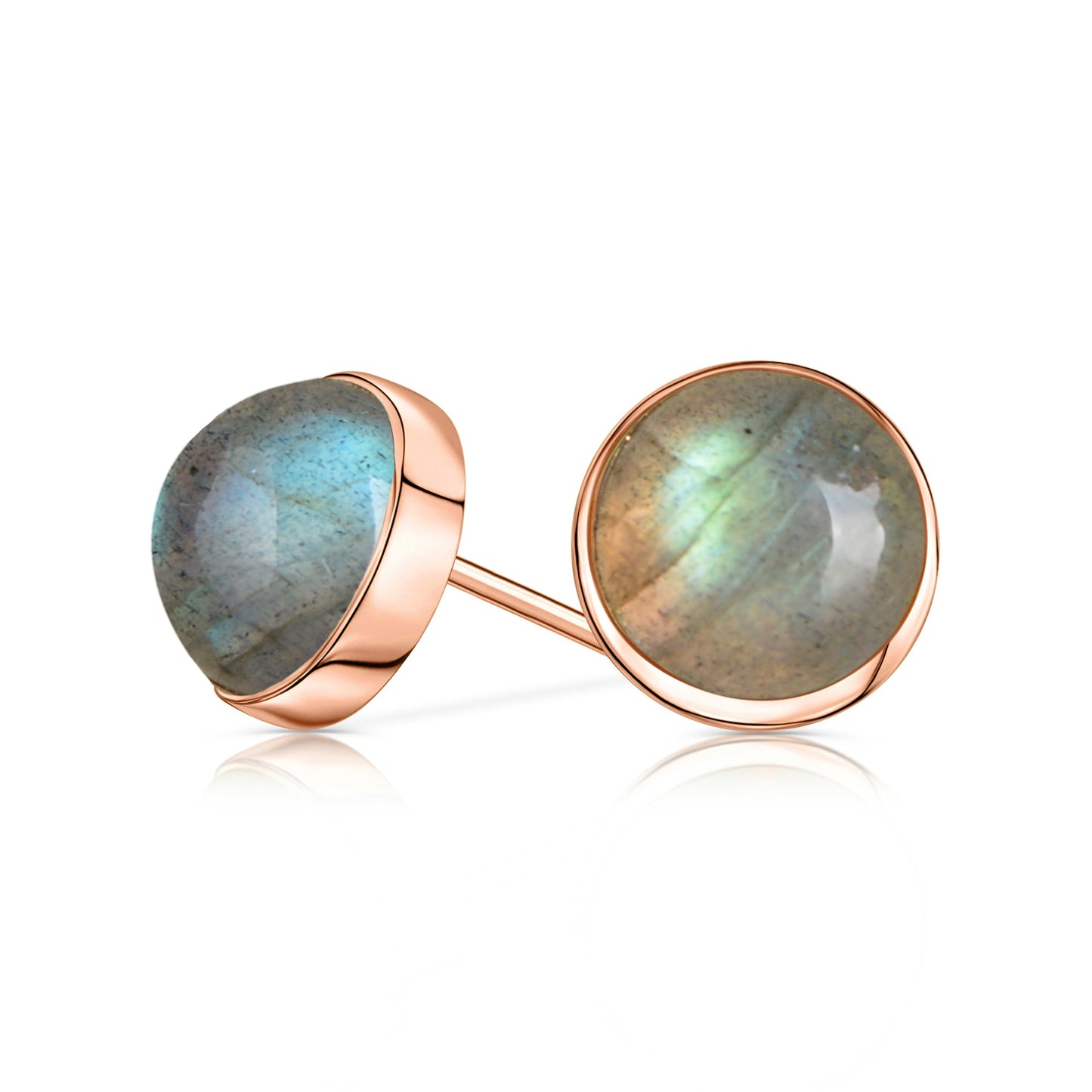 14k Rose Gold Labradorite Stud Earrings