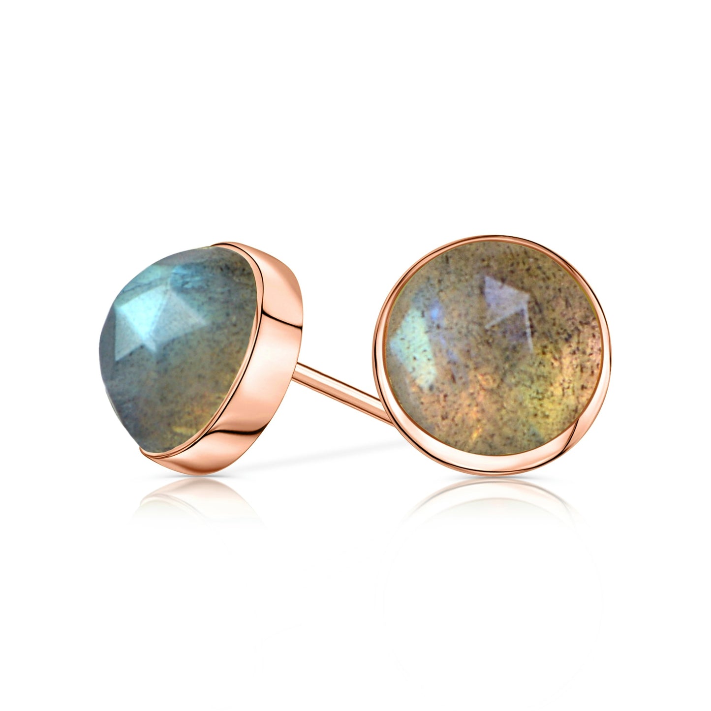 14k Rose Gold Labradorite Stud Earrings