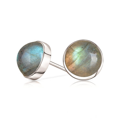 14k White Gold Labradorite Stud Earrings