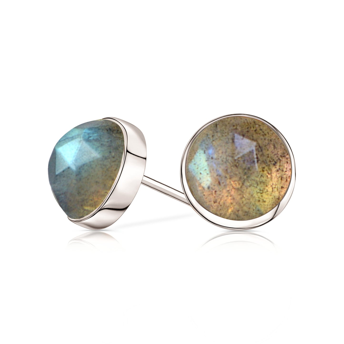 14k White Gold Labradorite Stud Earrings