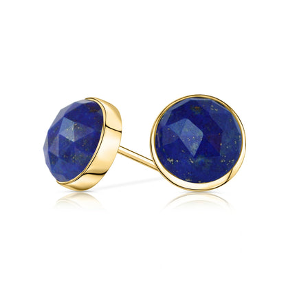 14k Gold Lapis Lazuli Stud Earrings