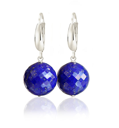 14k White Gold Lapis Lazuli Earrings