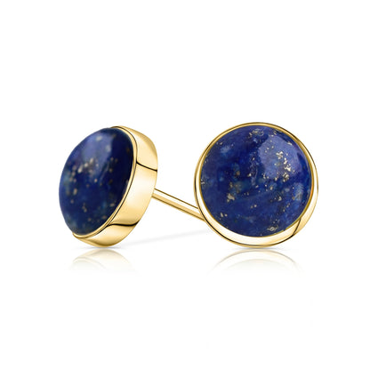 14k Gold Lapis Lazuli Stud Earrings