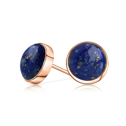 14k Rose Gold Lapis Lazuli Stud Earrings