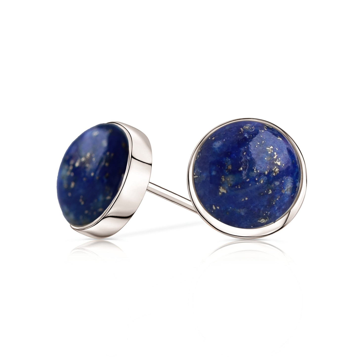 14k White Gold Lapis Lazuli Stud Earrings