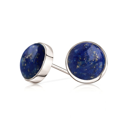 14k White Gold Lapis Lazuli Stud Earrings