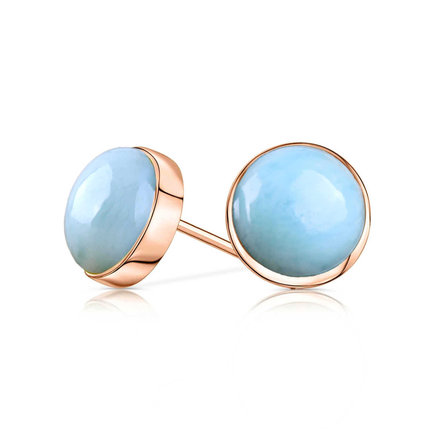 14k Gold Larimar Stud Earrings