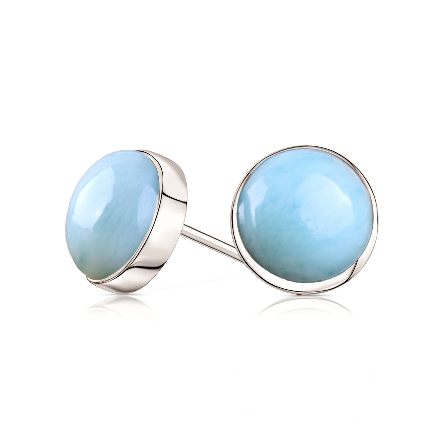 14k Gold Larimar Stud Earrings