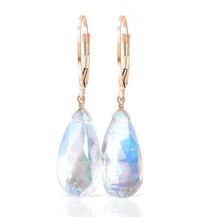 Large Rainbow Moonstone Earrings