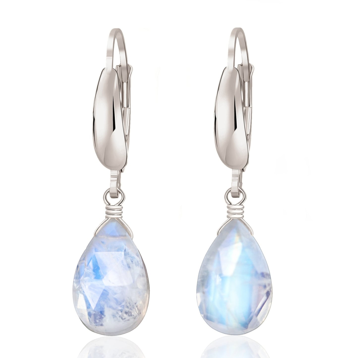 Rainbow Moonstone Huggie Earrings