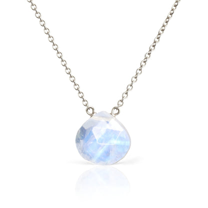 14k White Gold Moonstone Necklace