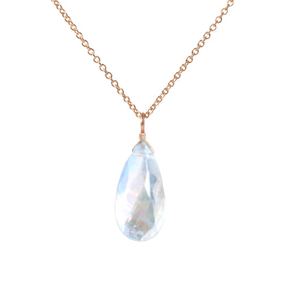 Large 14k Rose Gold Moonstone Necklace