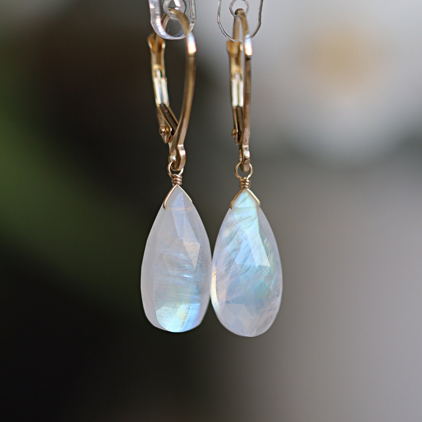 Large Rainbow Moonstone Earrings