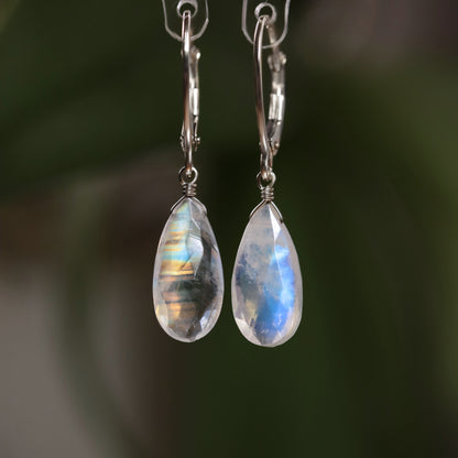 Large Rainbow Moonstone Earrings