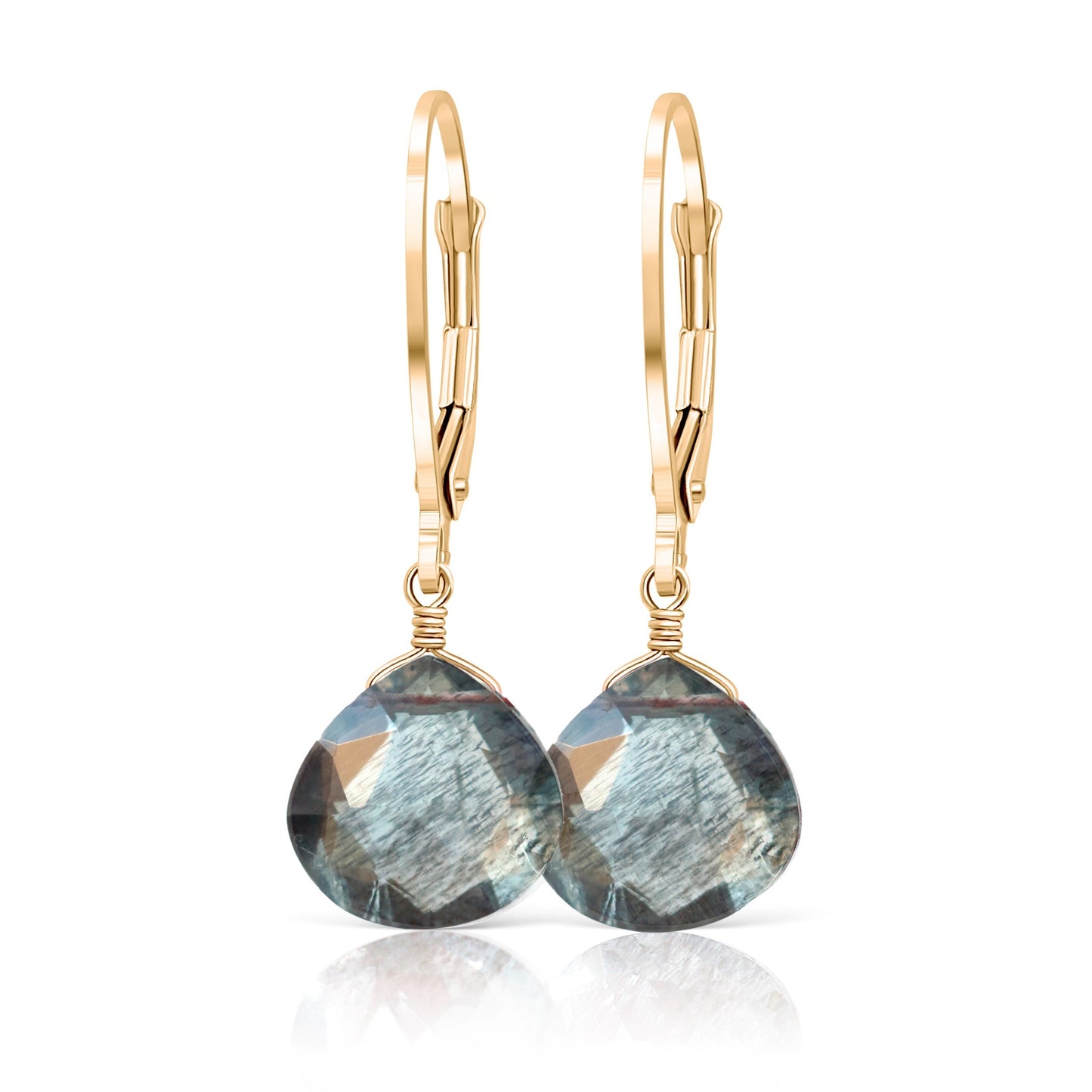 Moss Aquamarine earrings in solid 14k Gold