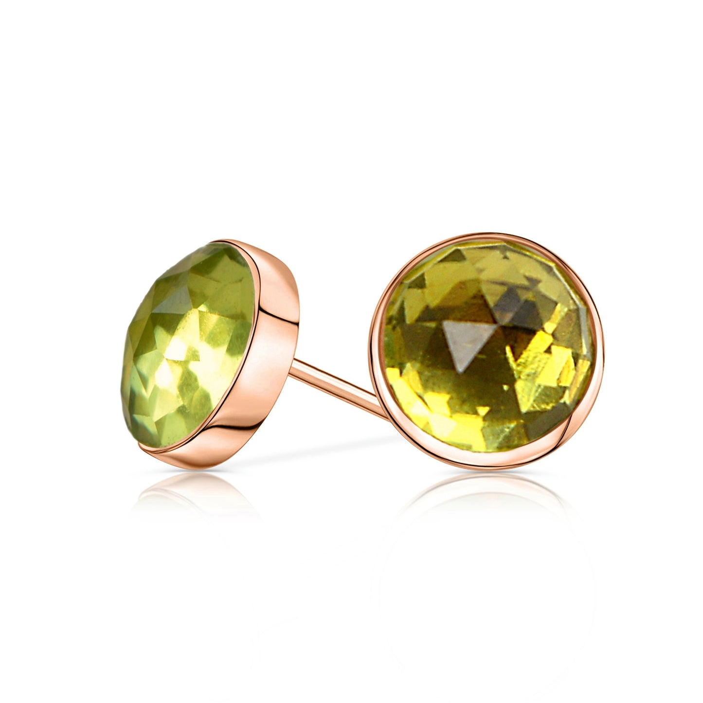 Peridot Stud Earrings, Rose Cut