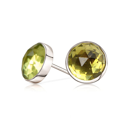 Peridot Stud Earrings, Rose Cut