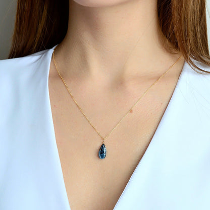 14k Gold Pietersite Pendant necklace