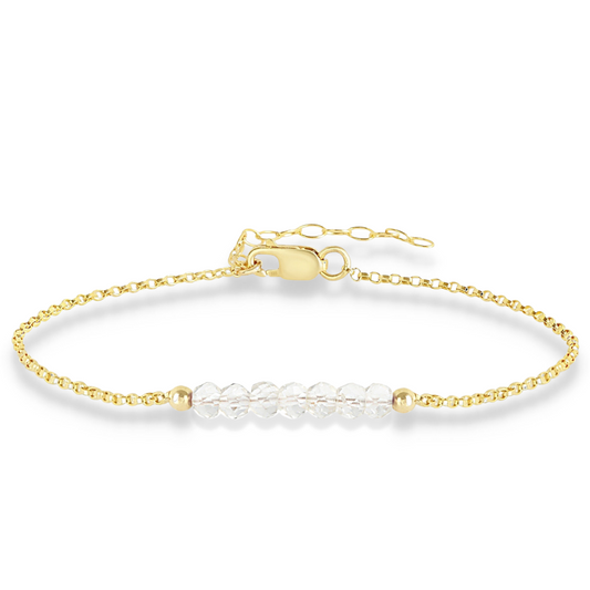 14k Gold Rock Crystal Anklet