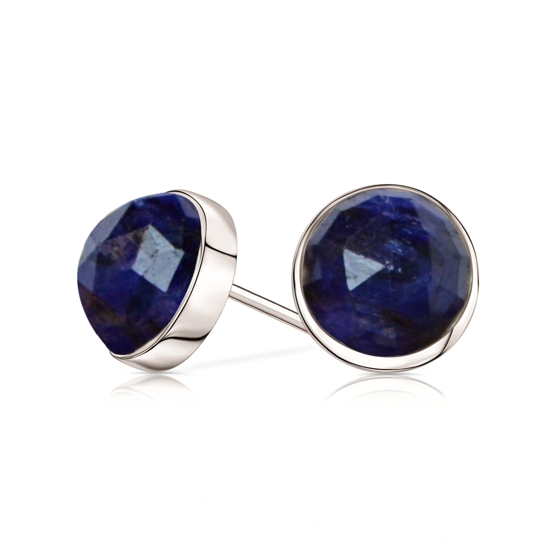 Blue Sapphire Stud Earrings in Sterling Silver