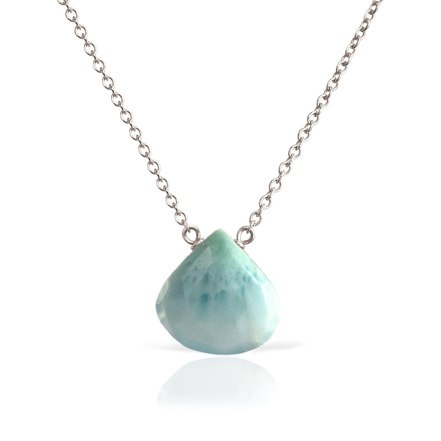 14k White Gold Larimar Necklace